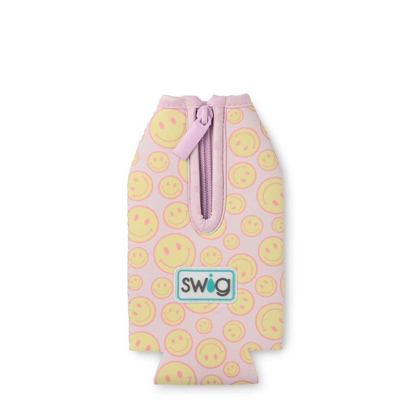 Swig Life Bottle Coolie, Standard 12oz Bottle Insulator Sleeve with Zipper, Neoprene Insulated Cooler for Drinks in Oh Happy Day