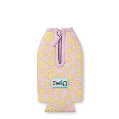 Swig Life Bottle Coolie, Standard 12oz Bottle Insulator Sleeve with Zipper, Neoprene Insulated Cooler for Drinks in Oh Happy Day