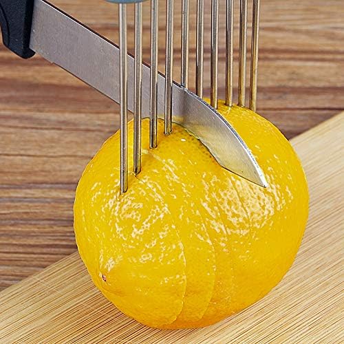 Stainless Steel Slicer Chopper, All-In-One Onion Holder for Tomato, Lime, Lemon with Odor Remover Tool
