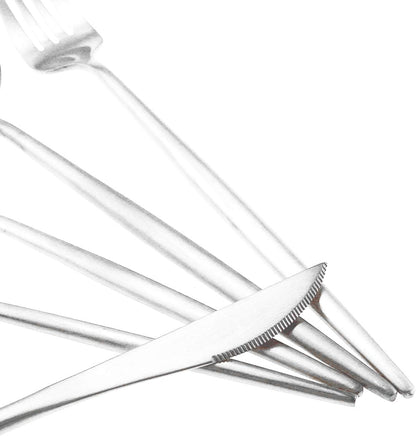 Silver Flatware, Royal 5 Piece Luxury Matte Finish 18/10 Stainless Steel Tableware Set for 1 Including Forks, Spoons,