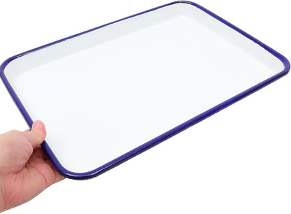 Zerodeko Enamel Baking Pan, Rectangular Cookie Sheet, Vintage Oven Tray for Farmhouse Camping Home