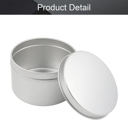 Othmro 3pcs 6.8oz Metal Round Tins with Screw Lid, Silver Aluminum Containers for Salve, Spices