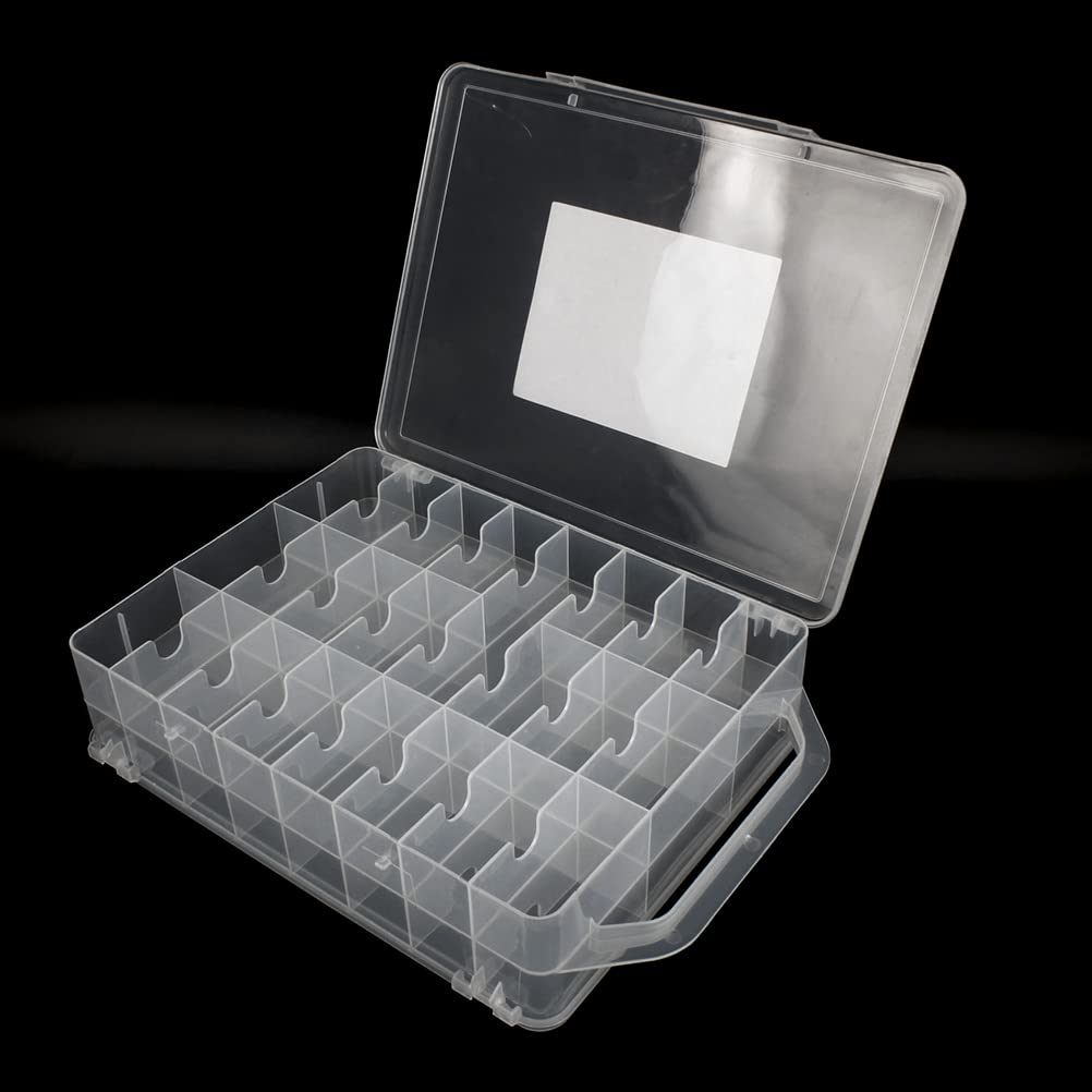 Chemlliy 46 Grids Sewing Organizer, Double Sided Thread Box Storage, Portable Clear Plastic Organizer Box for Embroidery and Sewing Threads, Embroidery Floss, Crafts, Small Toys (Clear)