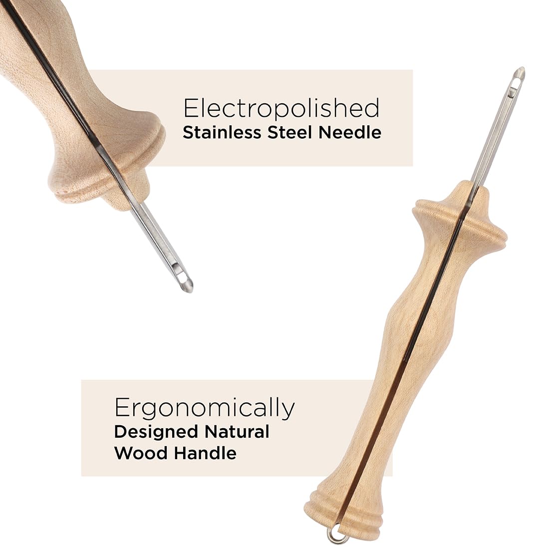 The Oxford Punch Needle #10 (1/4 inch Loop) Fine Point Punch Needle | Patented Design | Ergonomic Natural Wood Handle | Electropolished Steel Tip | Ideal for Rug Hooking