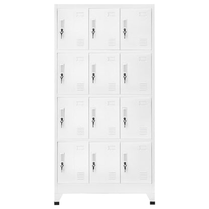 Gecheer Steel Locker Cabinet with 12 Compartments and Lockable Doors, Industrial Design, Easy Assembly, Grey 90 x 45 x 180 cm for Fitness Centers