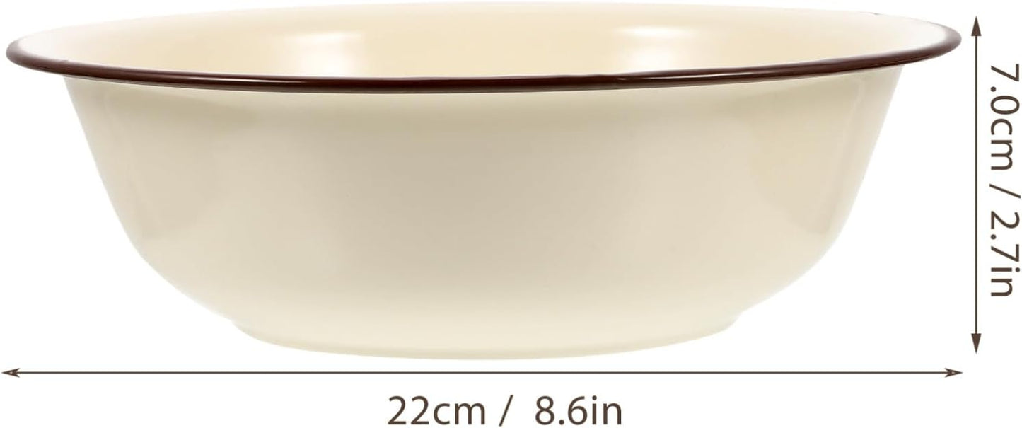 Enamel Mixing Bowl, Large Vintage Flower Face Washing Basin for Camping, Dinner Serving Platter