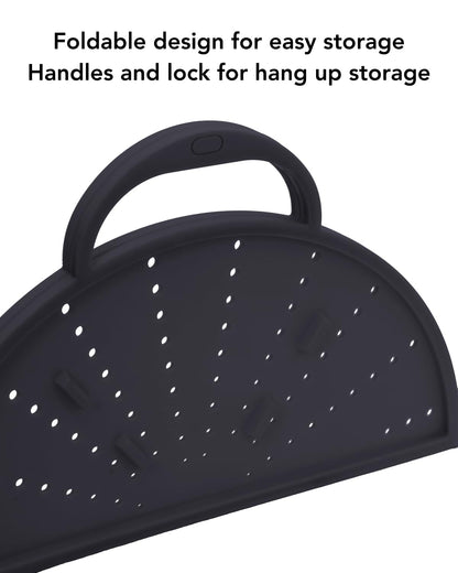 AirHood Silicone Splatter Screen – Foldable Grease Guard for Frying Pans & Induction Cookers – Heat-Resistant, BPA-Free, Dishwasher Safe, 2-in-1 Trivet & Splatter Screen - Black