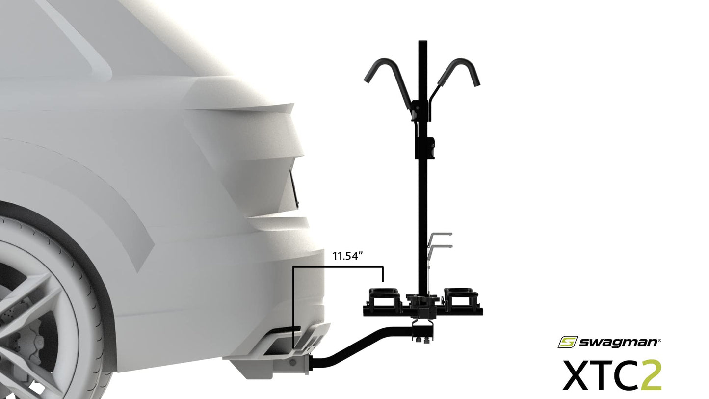Swagman XTC2 Hitch Mount Bike Rack – Platform Carrier for 2 Bikes, Ratcheting Hook System, Compact Clam-Shell Folding Design