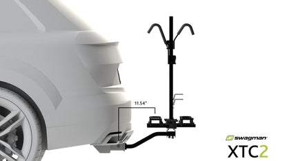 Swagman XTC2 Hitch Mount Bike Rack – Platform Carrier for 2 Bikes, Ratcheting Hook System, Compact Clam-Shell Folding Design