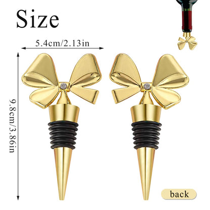 Wine Stopper Set,Bowknot Wine Bottle Stopper,4 Pack Decorative Removable Cute Bow Wine Bottle Stopper, Reusable Vacuum Bottle Corks with Silicone Seal for Halloween, Women, Gift, Holiday Party