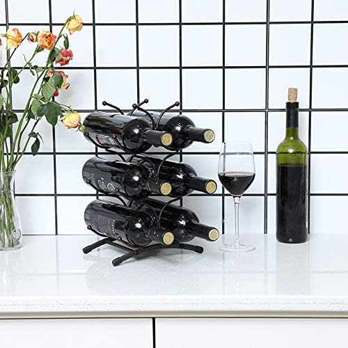 Wine Rack for Countertop, Stainless Steel Metal Storage Shelf for Pantry Cabinet, Holds 6 Bottles, Black