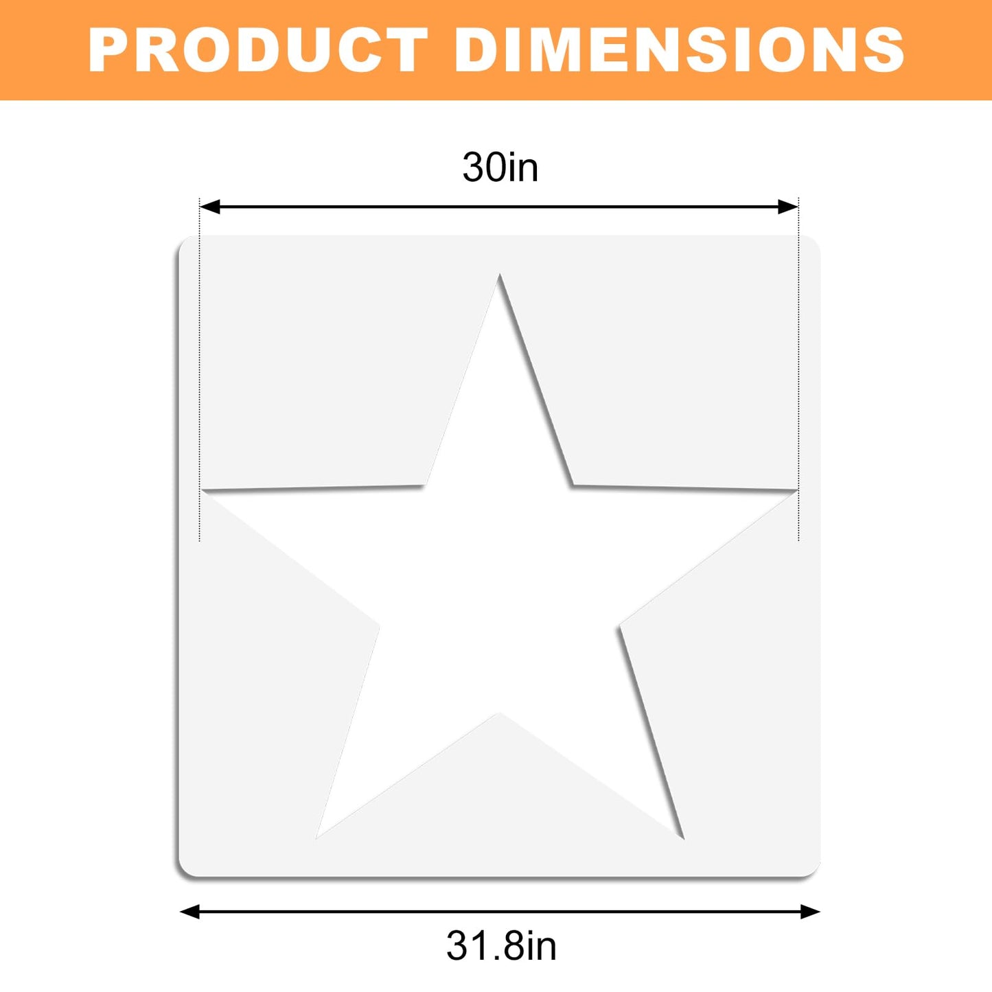 Cinnvoice 35 x 35 Inch Star Stencil Reusable Plastic for Yard, Walls, Fabric, Canvas, Flag, DIY Crafts and Independence Day Project