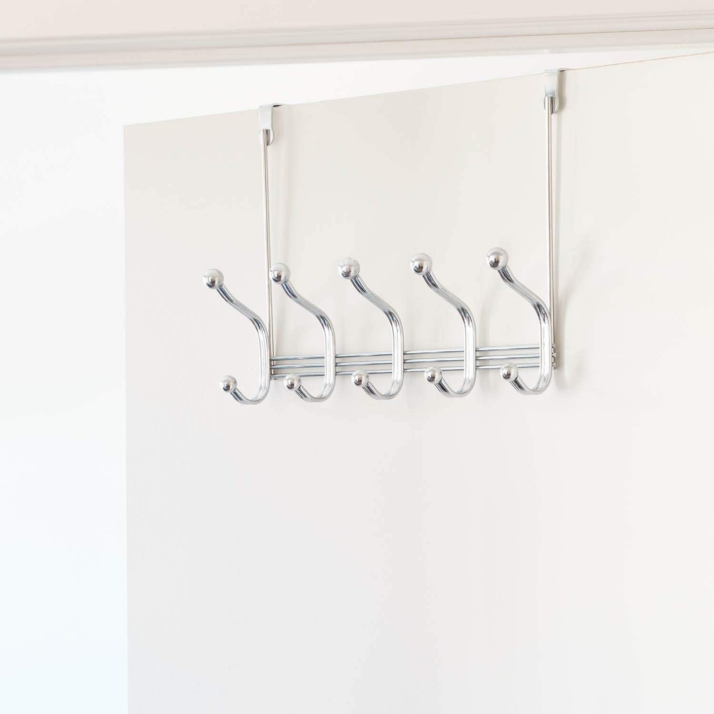 iDesign York Metal Over the Door Organizer - 5-Hook Rack for Coats, Hats, Towels, 15.28" x 5.25" x 11"