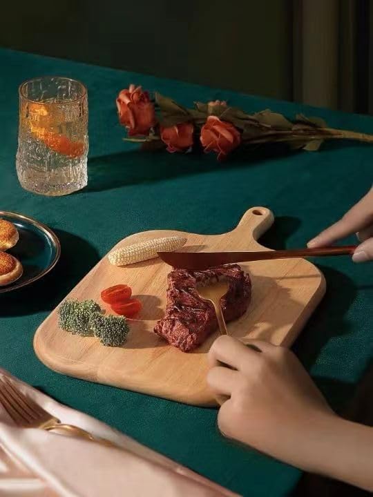 Bamboo Cutting Board for Pizza, Fruit, Meat, Cheese Platter, 15.4 x 7.3 Inch with Handle