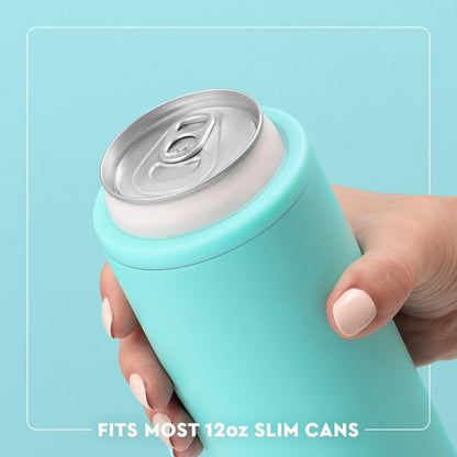 Swig Life Skinny Can Cooler, 12oz Insulated Slim Can Holder, Stainless Steel Cooler, Covers for Tall Beer Bottles, Beach Accessories for Women (Orange)