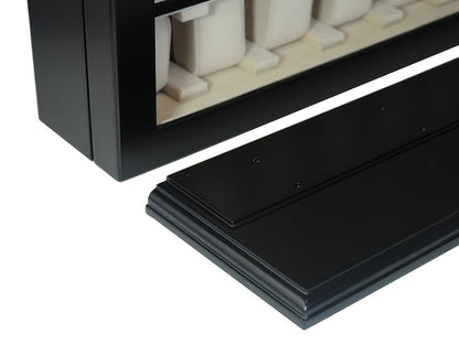 TIMELYBUYS 30 Piece Black Wood Watch Display Wall Hanging Case and Storage Organizer Box and Stand for Oversized Watches