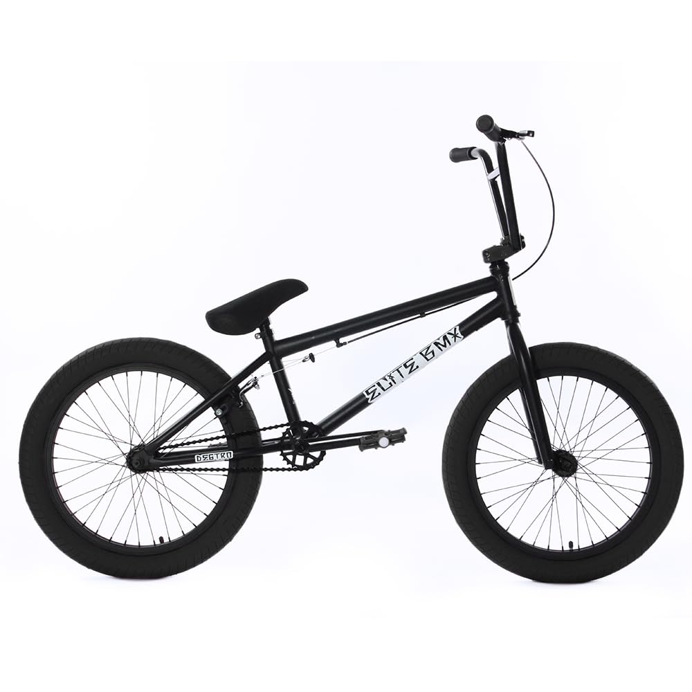Elite BMX Bicycle 18", 20" & 26" BMX Bike for Kids Bike, Teen Bike and Adult Bikes - Freestyle BMX Bike All Models Come with 3 Piece BMX Crankset (20", Matte Black)