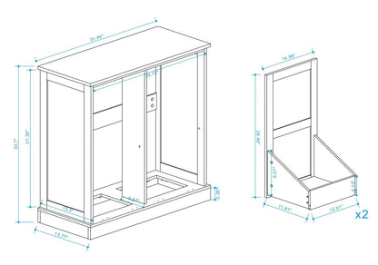 Modern Contemporary Laundry Sorter Cabinet, Two-Compartment Tilt-Out, for Bathroom Living Room Hallway
