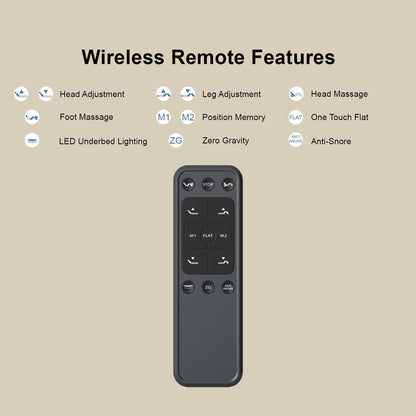 Irvine Home Collection Full Adjustable Bed Base - Dual Massage - USB Ports - Zero Gravity - Underbed Light - Wireless Remote - Zero Clearance - Anti Snore - Memory Positions