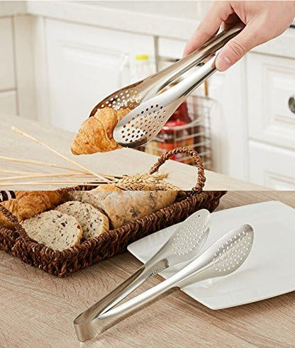 TOPULORS Stainless Steel Tongs Set (7/9/11 Inch) - Heavy Duty Kitchen & BBQ Tongs for Cooking, Grilling, Baking,