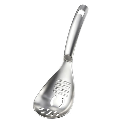 SQKM 5 in 1 Spoon Solid, Meat and Potatoes Smasher, Egg Yolk Separator, Potato Masher, Bottle Opener, 18/8 304 Stainless Steel, Heat Resistant for Mixing Stirring, Kitchen & Camping