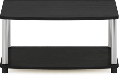 2-Tier 13191AMSS Furinno Turn-N-Tube No Tools Elevated TV Stand, Stainless Steel Tubes, Americano/Chrome