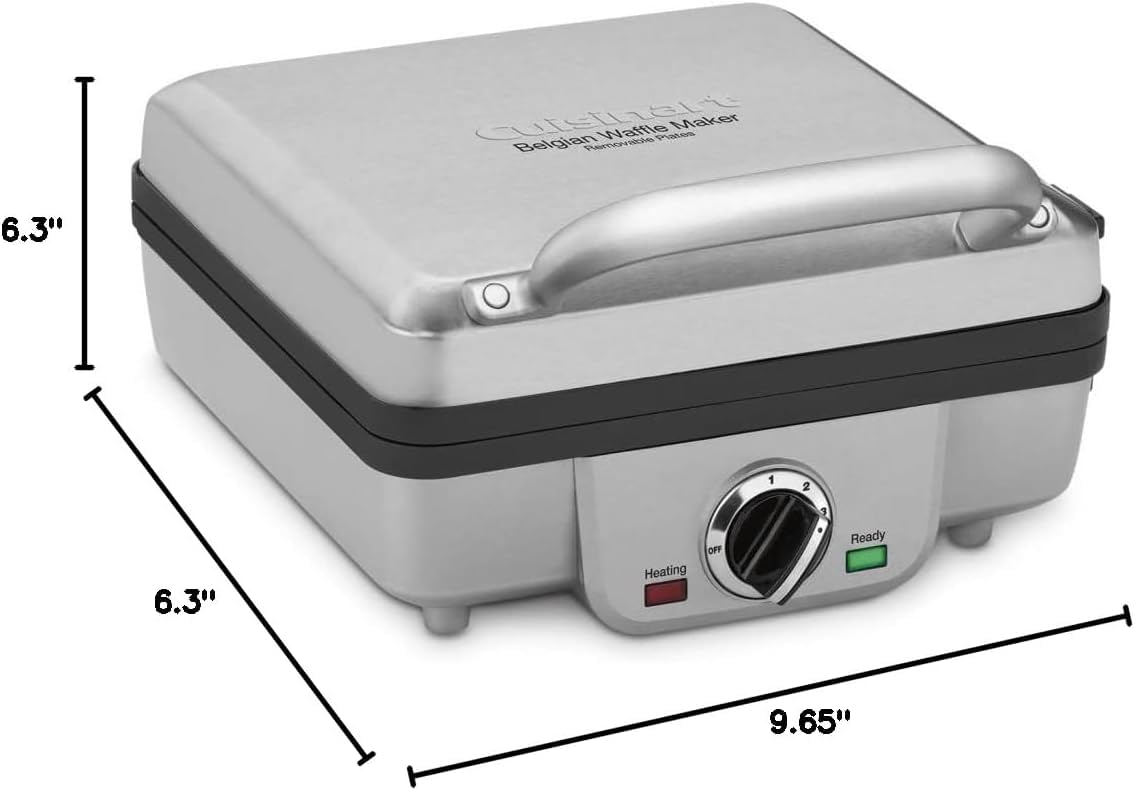 Cuisinart Belgian Waffle Maker with Pancake, Nonstick Plates, 6 Browning Levels, Ready Indicator Lights, Temperature Control, Deep Waffle Pockets, Brushed Stainless, WAF-300NAS