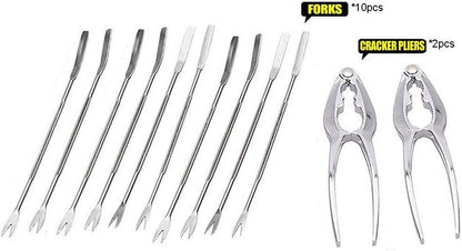 12 Set 2 10 Artcome Pieces Seafood Tools including Lobster Crab Crackers and Forks