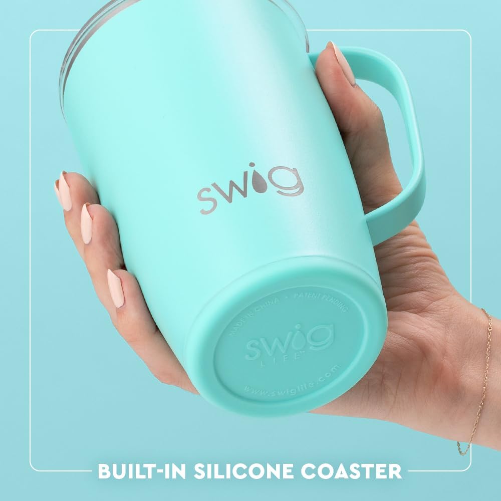 18oz Swig Life Travel Mug, Insulated Tumbler with Handle and Lid, Cup Holder Friendly, Dishwasher Safe, Stainless