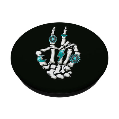 Skeleton Turquoise Hand Western Vibes Rodeo Cowboy Cowgirl PopSockets Standard PopGrip