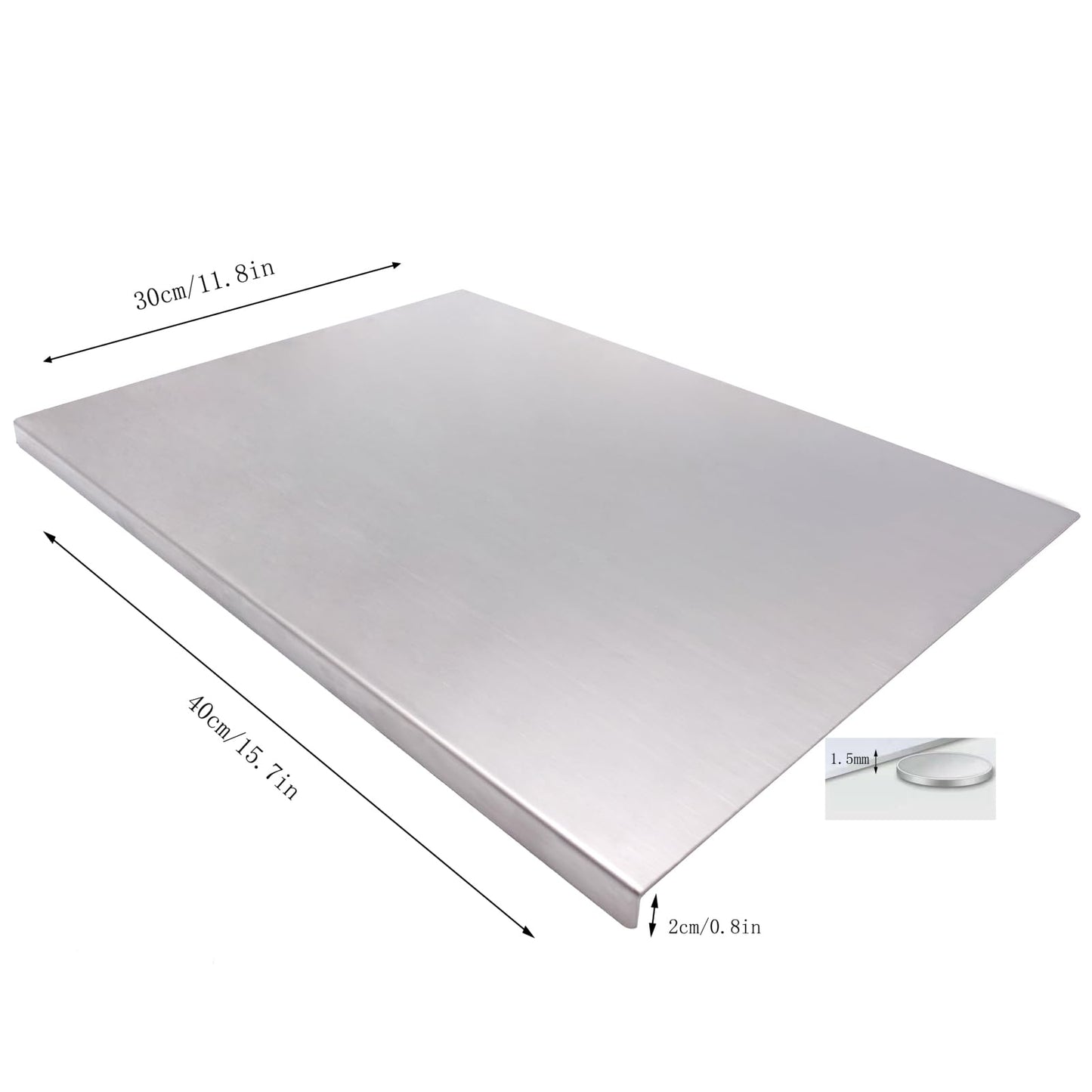 BILLAMB Stainless Steel Cutting Boards for The Kitchen, Suitable for Meat, Fruits, Vegetables, Bread, and Baking Large-sized Cutting Boards (40 x 30cm/15.7 x 11.8 in)
