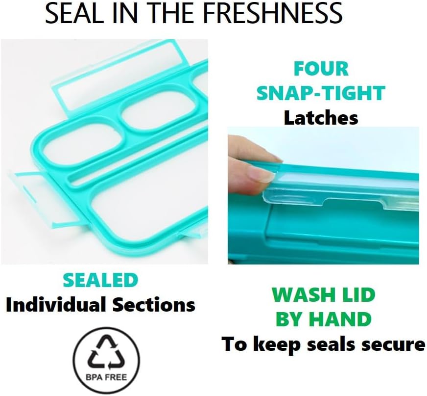 Bento Lunch Box for Kids & Adults, Leakproof Containers with 6 Compartments, BPA-Free Utensils, Blue & Pink Set