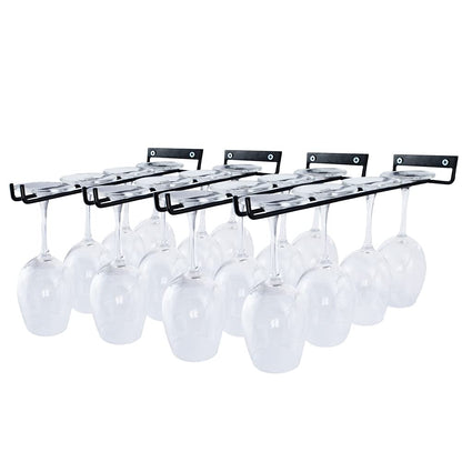 AMUFYSHH 4 Packs 12 Inch Wine Glass Racks Cup Wall Mounted Stemware Hanging Wine Glasses Holder Under Cabinet Wire Wine Decor Racks