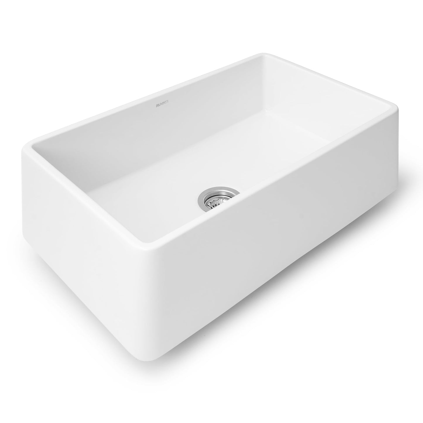 Ruvati 33 x 20 inch Fireclay Reversible Farmhouse Sink - Apron-Front Single Bowl Kitchen Sink - Resistant to High Temperatures - White - Made in ITALY - RVL2300WH