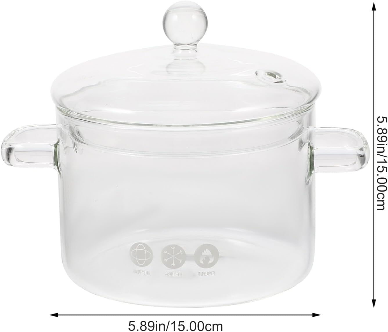 Clear Glass Saucepan with Cover and Handles, 1500ml Simmer Pot for Cooking Pasta, Noodle, Soup, Milk