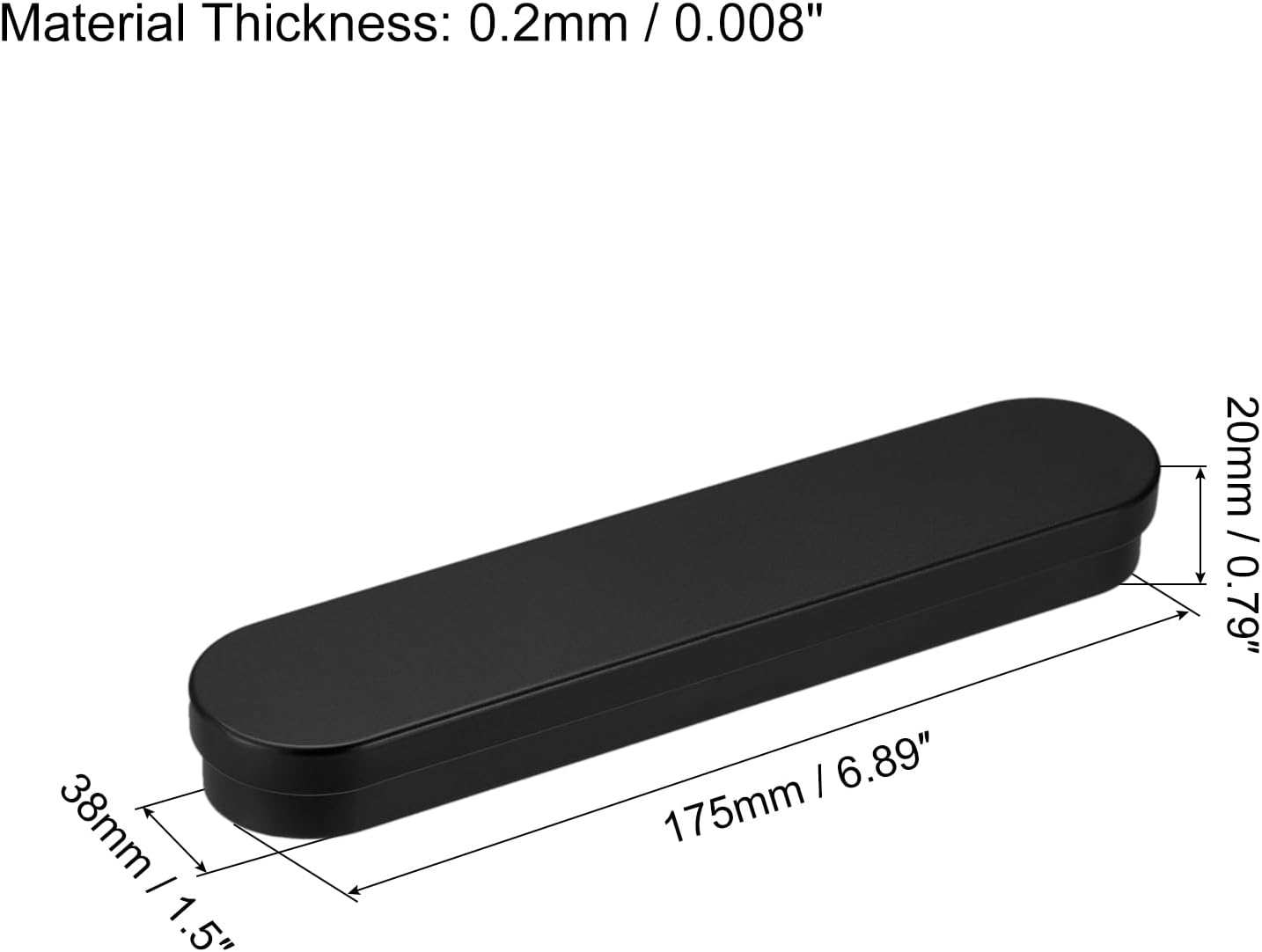 uxcell Metal Tin Box, 2pcs 6.89" x 1.5" x 0.79" Empty Tinplate Containers with Hinged Lids, Black for Home Organizer