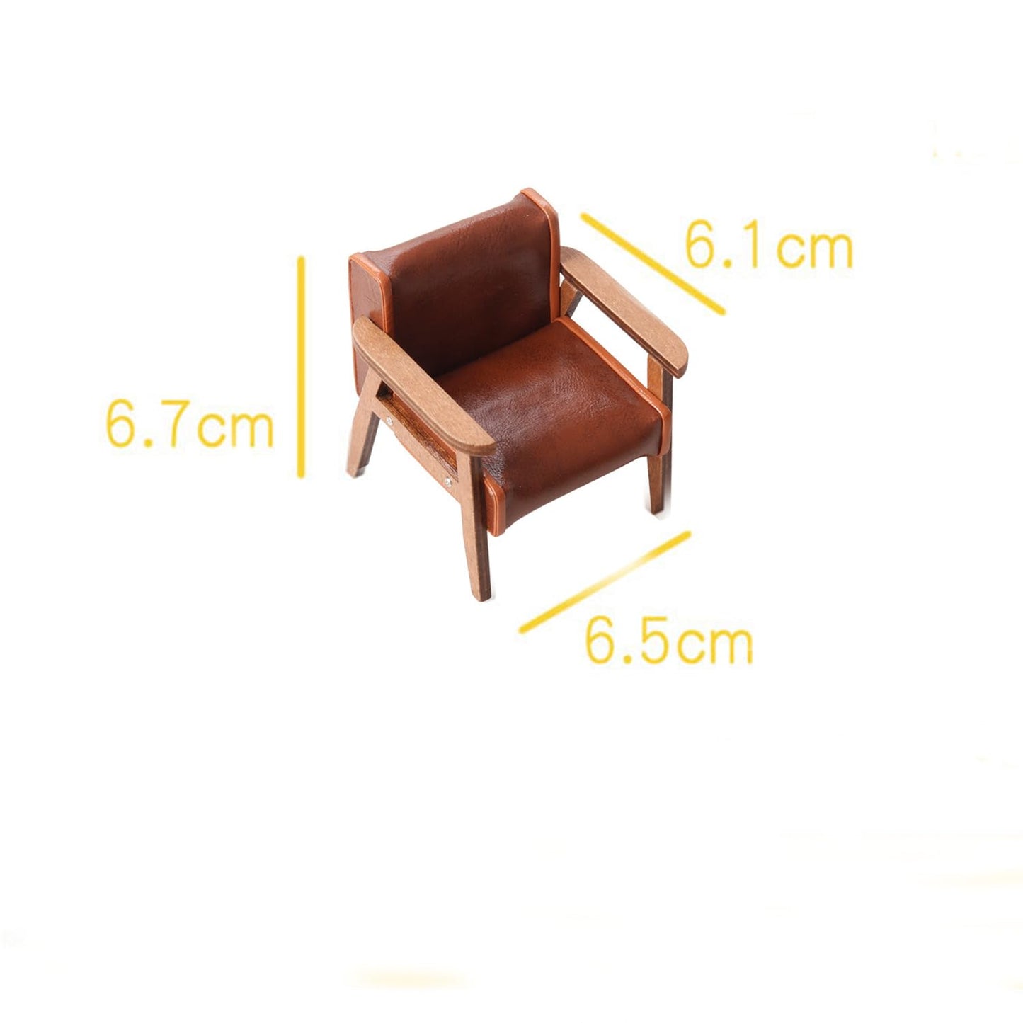 Minamzee 1:12 Dollhouse Couch Furniture Set, 3pcs Dollhouse Living Room Set，Wooden and Leather Armchair ，White Pillow and Beige Round Blanket, Accessories Furniture for Living Room, Bedroom