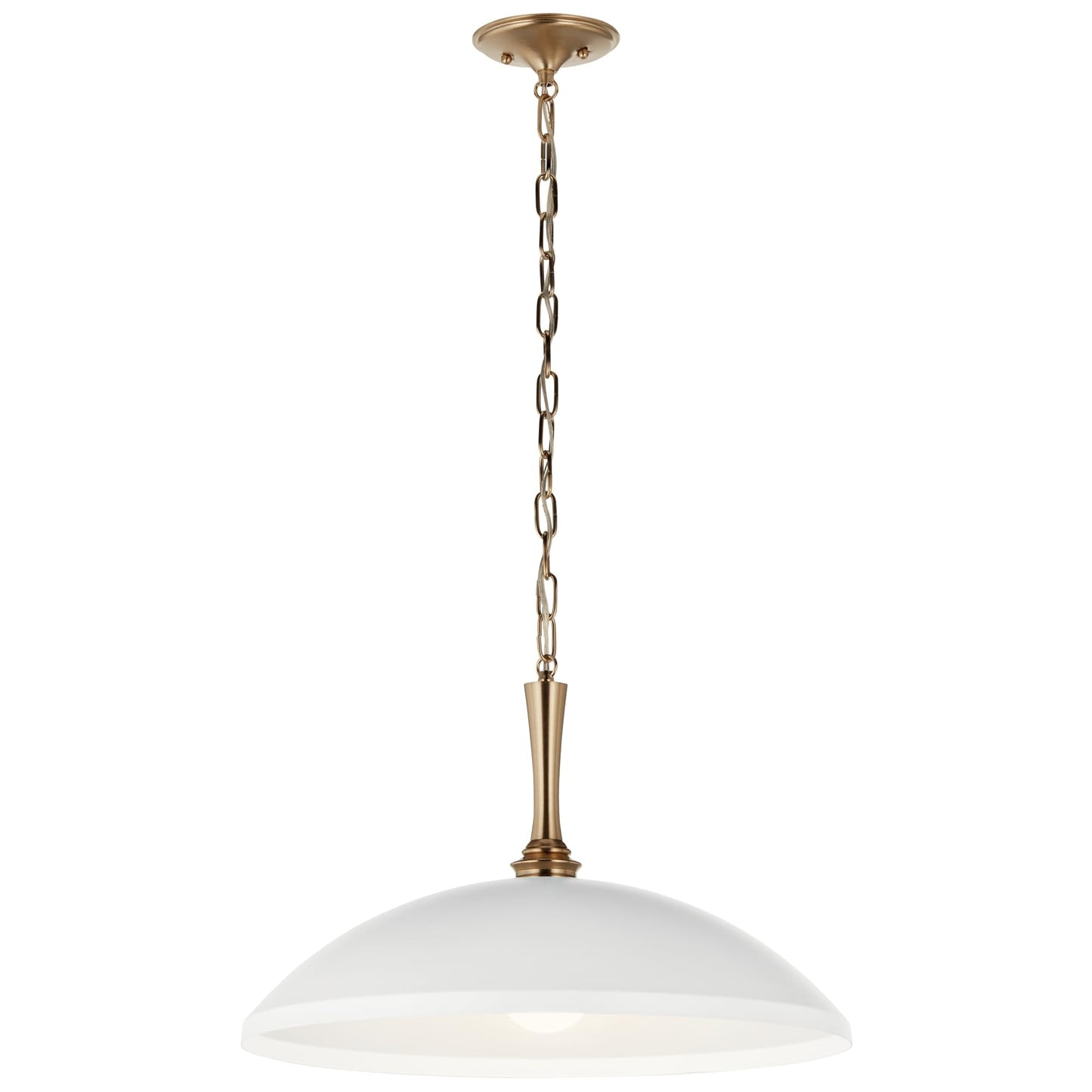 Kichler Delarosa 1-Light Pendant Light Fixture, Traditional Hanging Lamp with White Shade and Champagne Bronze Hardware for Kitchen Island, Dining Room, or Hallway (12.75" x 20.25"), 52638WH