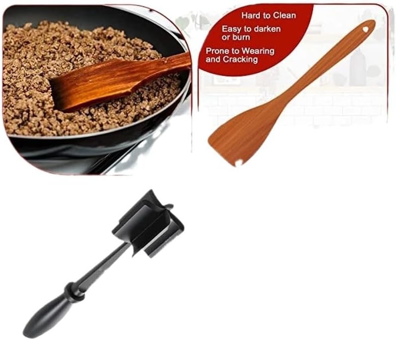 Meat Chopper and Smasher for Ground Beef and Potatoes, Nylon Construction, Non Stick Mix Chopper (Black)