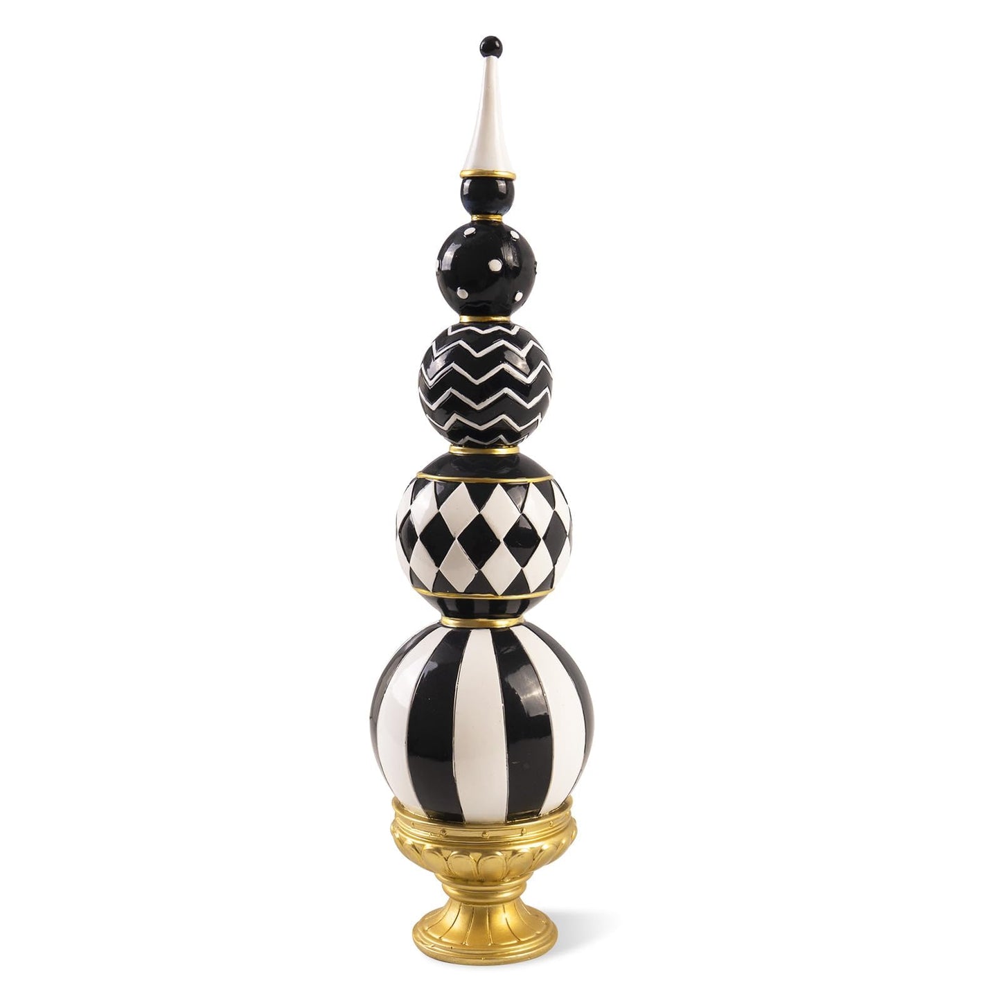 Bechivie Black and White Checkered Decor, 15.7 Inch Resin Modern Sphere Sculpture, Table Top Mantel Office Desk Shelf Halloween & Christmas Decorations for Home Statue
