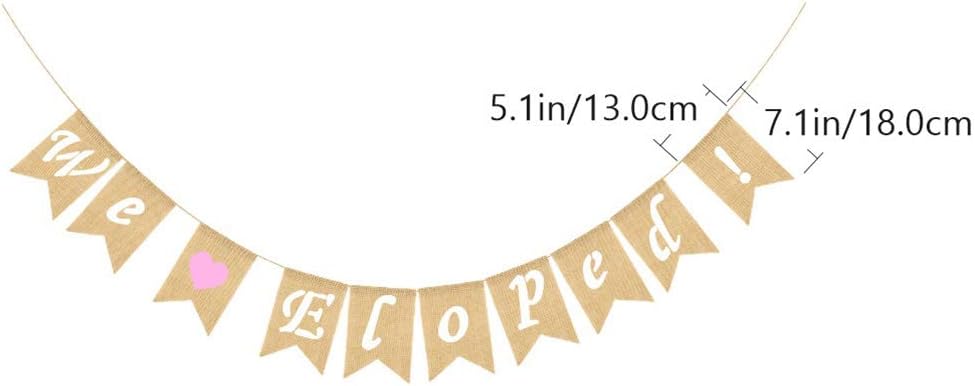 LUOZZY We Eloped Banner, Romantic Love Heart Banner, Proposal Photo Props for Engagement Wedding Party Decorations