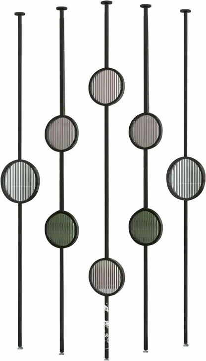 HCZKIUJ Metal Wall Partition Post Room Divider, Modern Partition Column Slats for Home Office Entryway, Portable Tile to Floor Privacy Screen Dividers (Style B Black)