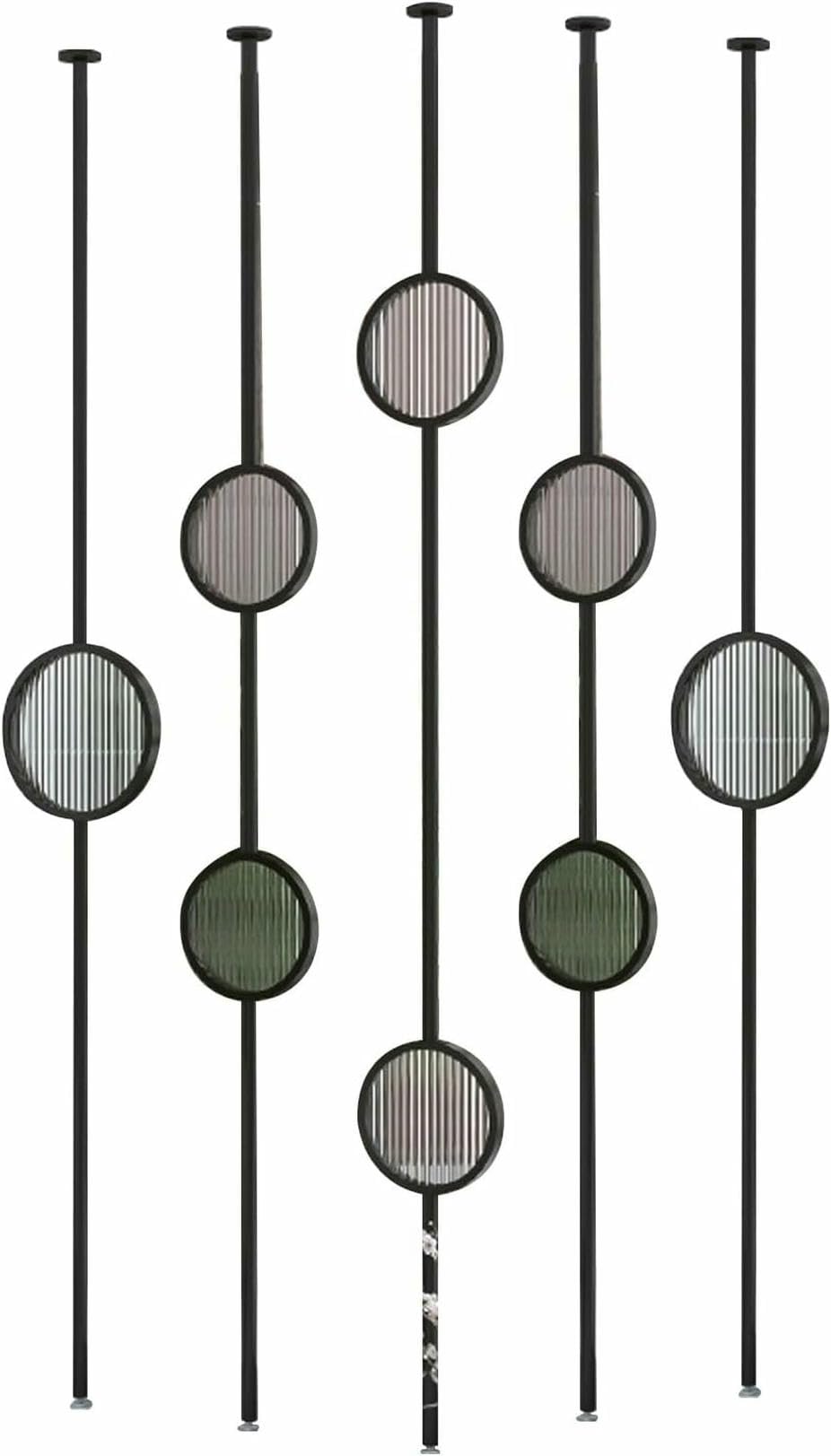 HCZKIUJ Metal Wall Partition Post Room Divider, Modern Partition Column Slats for Home Office Entryway, Portable Tile to Floor Privacy Screen Dividers (Style B Black)