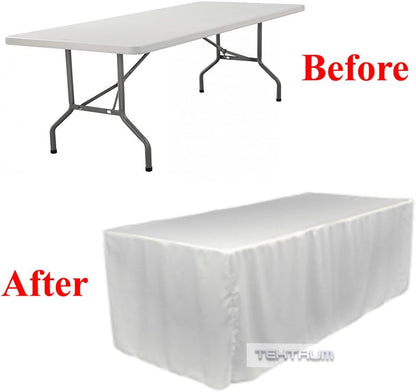 TEKTRUM Fitted Table DJ Jacket Cover, 8-Feet Long, Thick/Heavy Duty/Durable Fabric, White Color (TD-JKT-WHT-8FT)