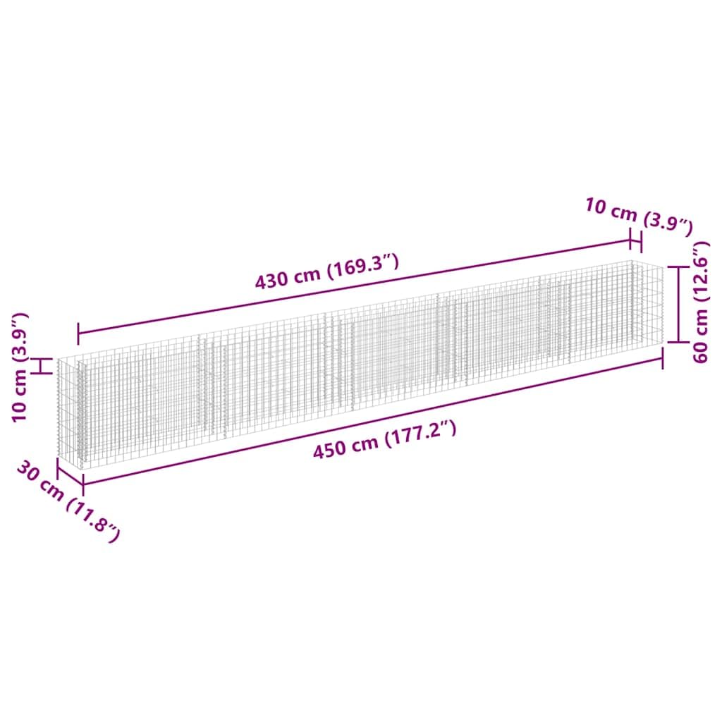 Tmriohed Galvanized Steel Large Gabion Raised Planter 177 x 177 x 24 in Silver Rectangular Outdoor Garden Box for Patio, Lawn & Modern Landscape Decor