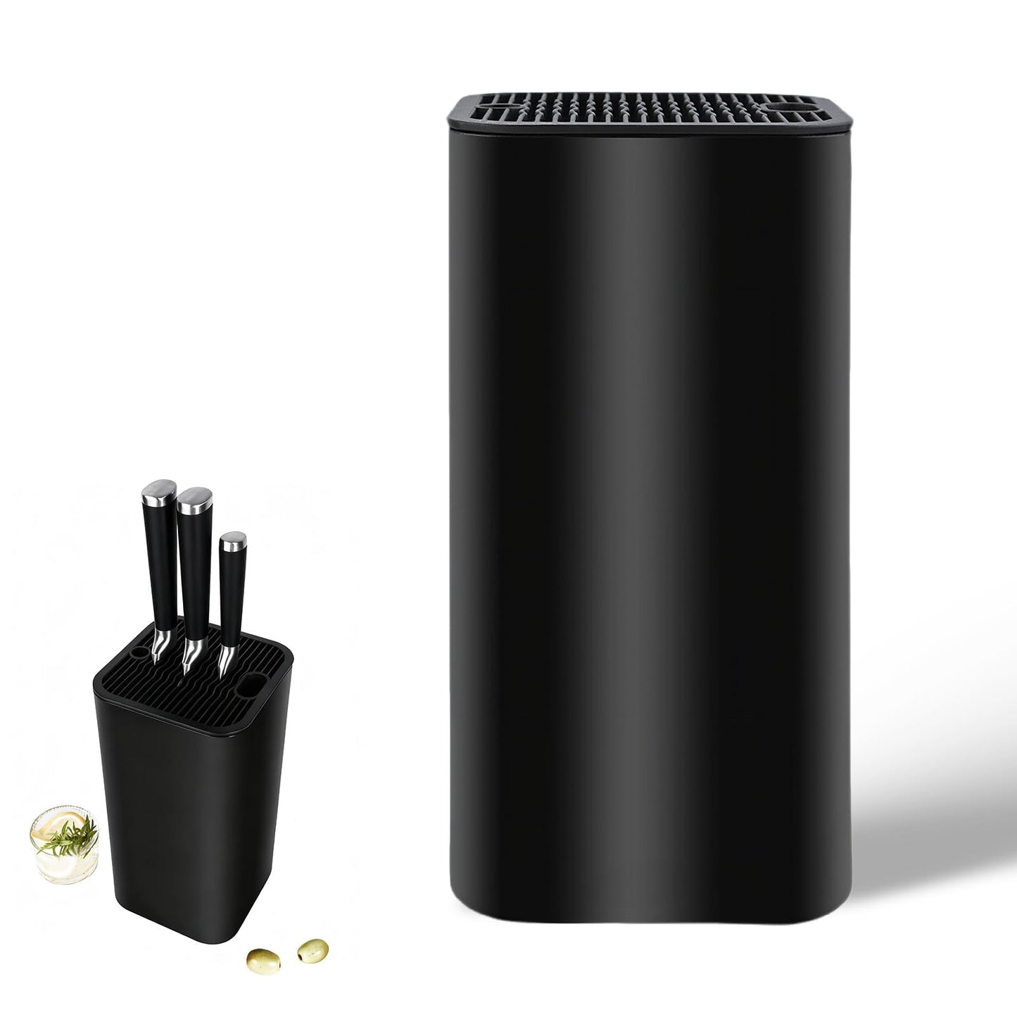 Universal Knife Block, Detachable Square Knife Storage Holder (Knives Not Included) - Black Kitchen Knife Stand