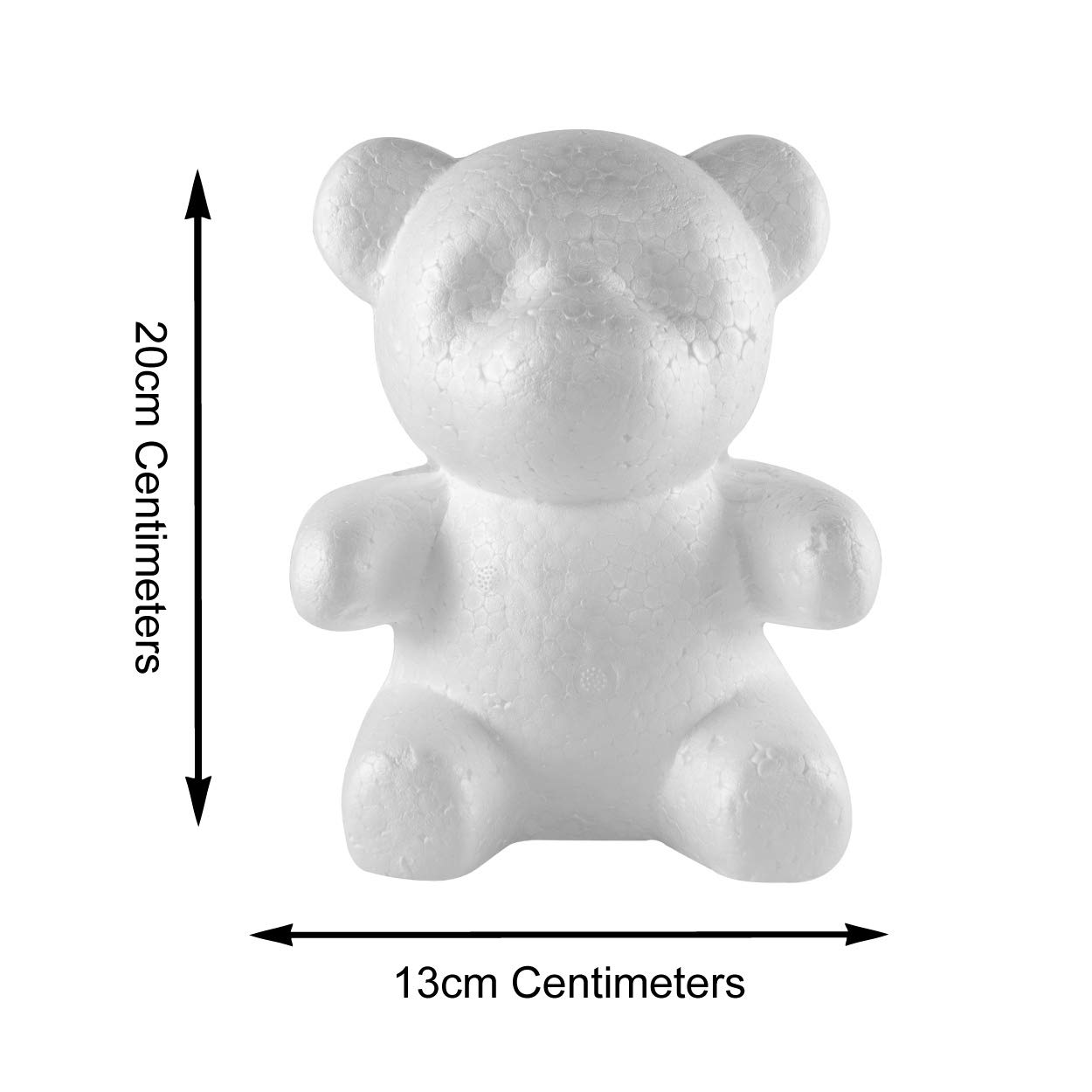 Super Z Outlet Foam Teddy Bear Shaped Round Nose Polystyrene Arts and Crafts Blank White DIY Mould Scultpture for Party Decorations, Wedding, Floral Arrangements (20cm x 13cm) (Pack of 2)