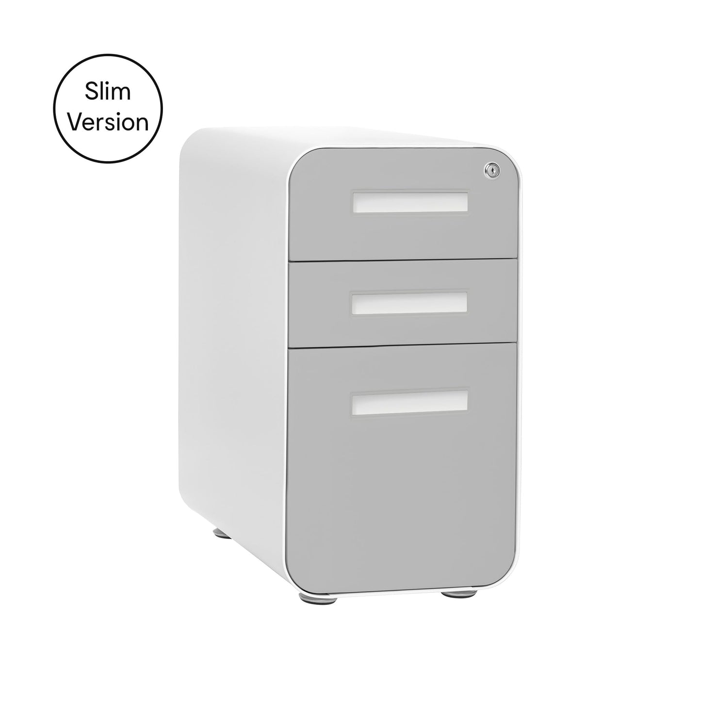 Laura Davidson Furniture Stockpile Slim 3-Drawer Mobile File Cabinet with Lock - Under Desk Metal Filing Cabinet, Legal/Letter File Folders, Wheels & Stationary Feet, Assembled, Light Grey Faceplate