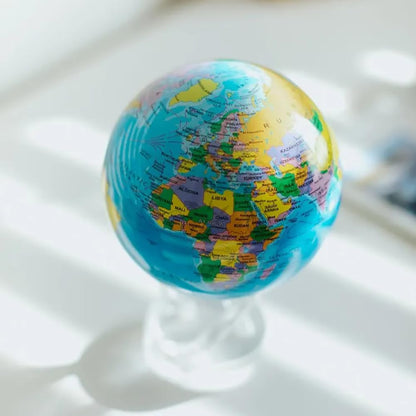 MOVA Globe - Ocean Blue Political Map Classic (4.5") | Rotating World Globe Powered by Light | Educational Home Decor, No Batteries or Wires Needed