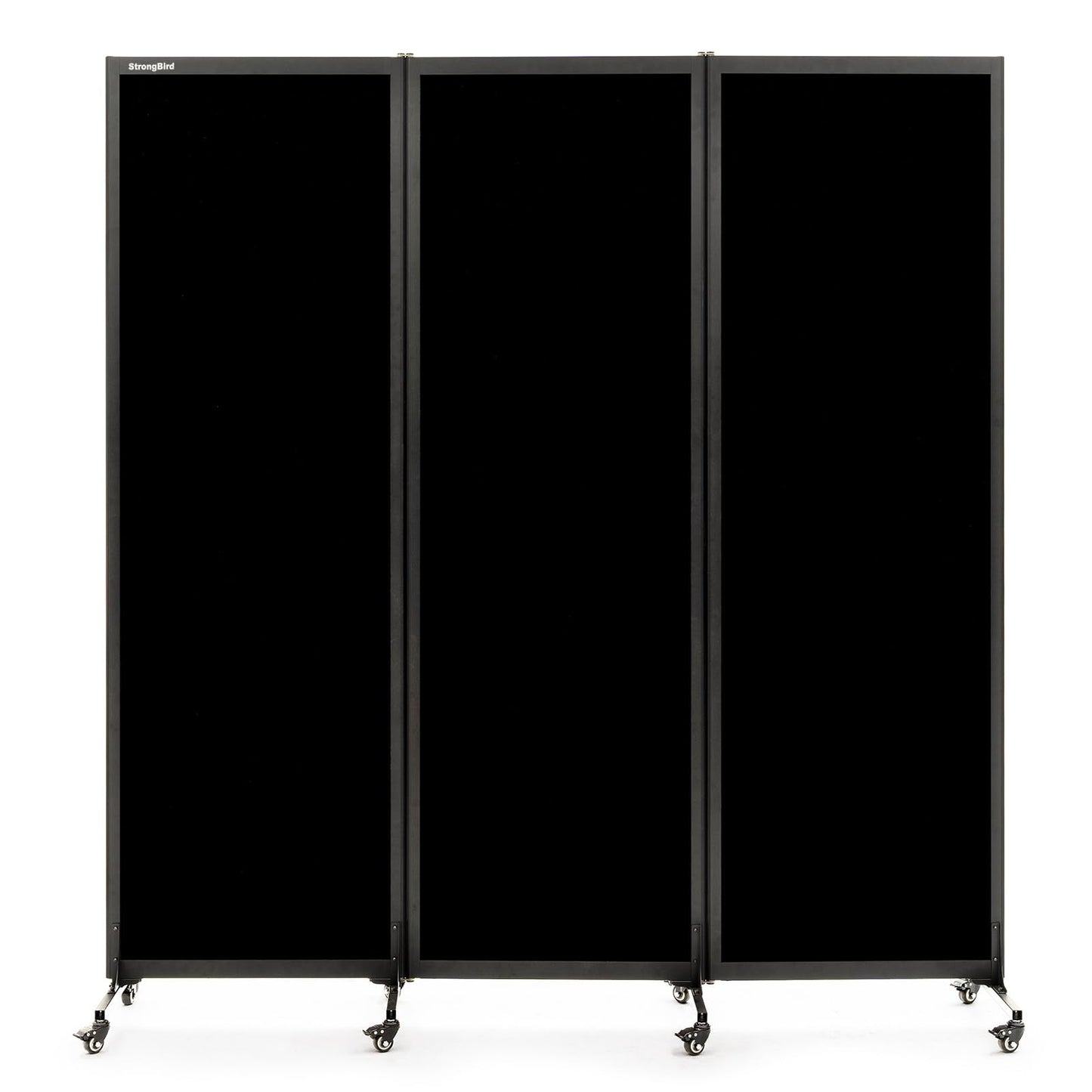 Upgrade Version Room Partition and Divider, Freestanding Rolling Dividers with Wheels,Office Privacy Screen Divider Wall,Classroom Felt Dividers,6'L* 6'7"H,3 Panel,Black